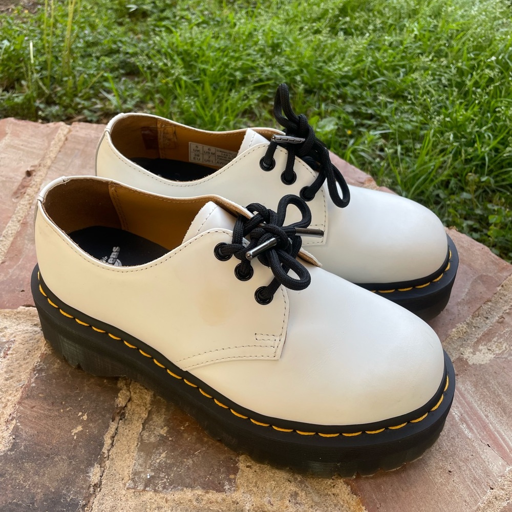 White Dr. Martens 1461 Quad platform Derby